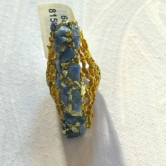 Free People x Marly Moretti Born This Way Gold Blue Crystal Stone Statement Ring - Picture 3 of 7